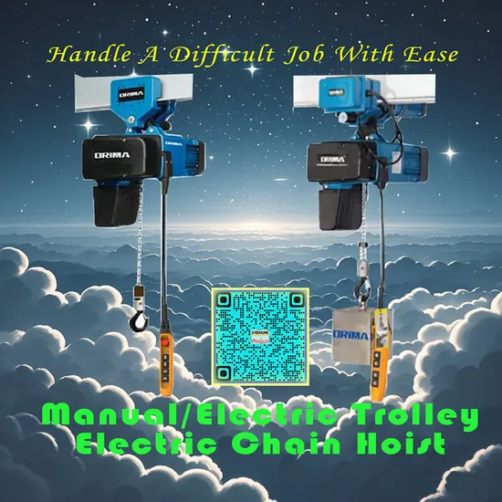 Electric Chain Hoist with Trolley for Workshop or Warehouse Handling Materials 